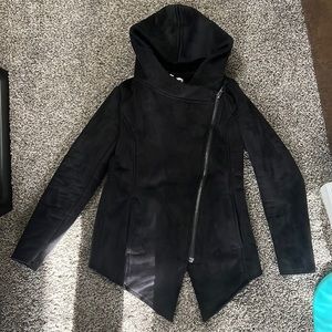 H&M black suede and shearling jacket